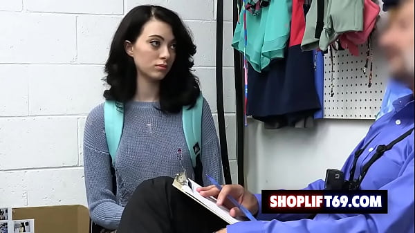 Hot brunette teen Corra Cox got caught stealing a camera from the store and gets fucked by the loss prevention officer