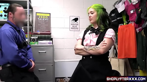 Naughty shoplifting girl in uniform can’t get away with anything without getting her pussy smashed by the security guard.