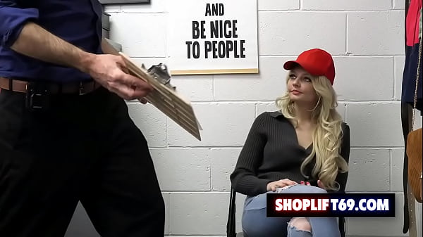 Blonde shoplifter milf Jenna Fireworks agrees to ride on the security guard’s cock