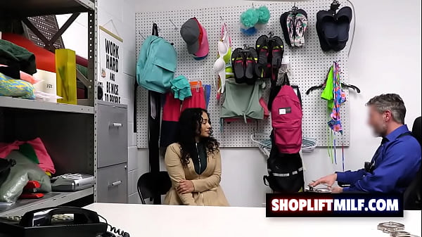 Curvy latina milf Brianna Bourbon got caught stealing Christmas lights and fucked from behind by security guard