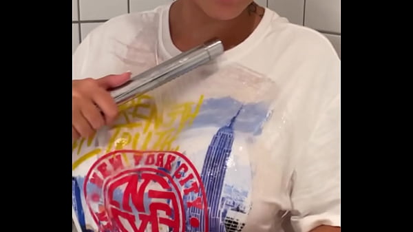 Busty Chubby Teen Backstage wet shower and huge facial treatment – POV Blowjob