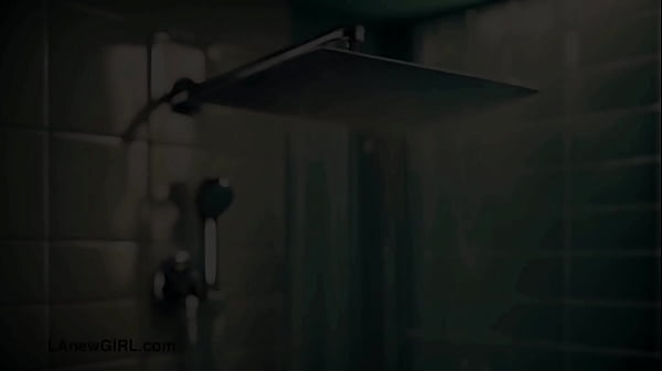 Shy teen brunette took a bath