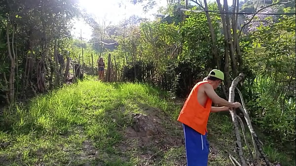 Beautiful busty Colombian girl fucking in the forest with a tour guide