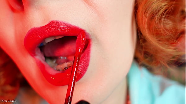 ASMR video – lipstick process – MILF with braces