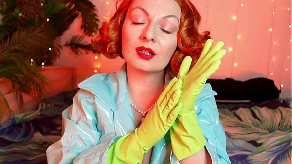 green gloves – household latex gloves fetish – ASMR video free fetish clip